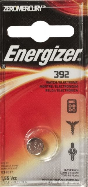 Energizer 1.5 Volt Silver Oxide Zero Mercury Button Cell Battery 392BPZ