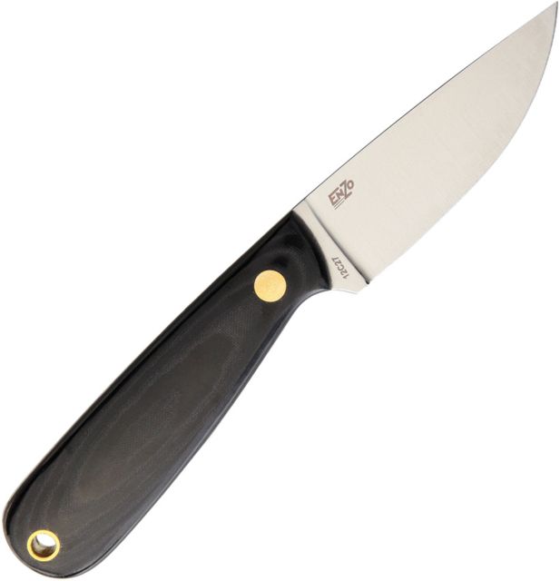 Enzo Necker 70 Black Micarta Fixed Blade Knife 2.75in Standard Edge Satin Black Micarta Handle - Enzo