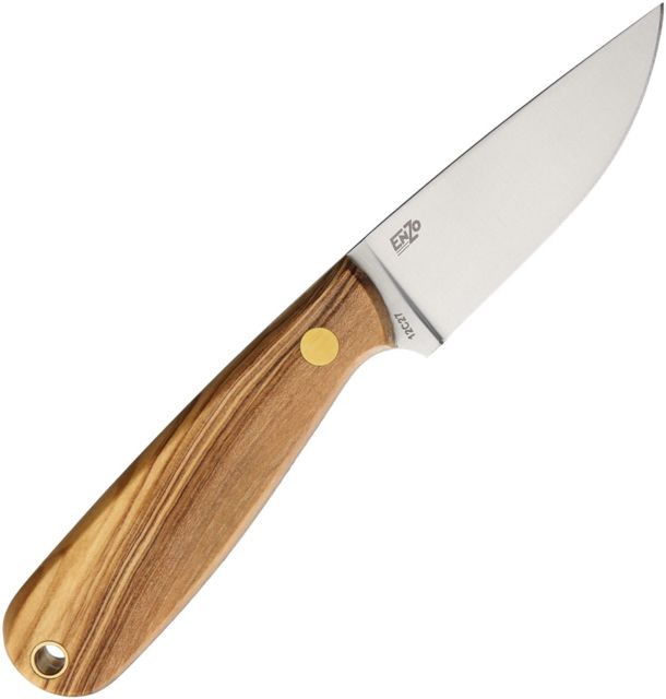 Enzo Necker 70 Olive Wood Fixed Blade Knife 2.75in Standard Edge Satin Olive Wood Handle - Enzo