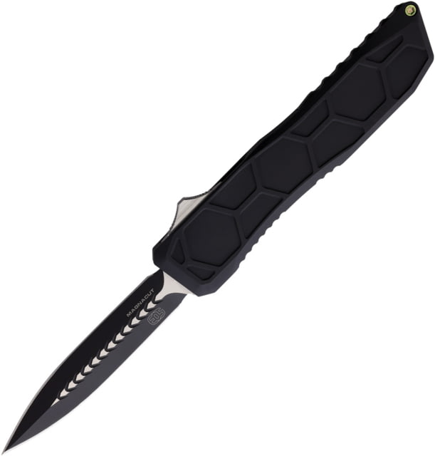 EOS Auto Harpoon OTF Automatic Folding Knife 3.6in MagnaCut Steel Two-Tone Satin Double Edge Dagger Blade Black Sculpted Aluminum Handle AUTO BLACK - Eos