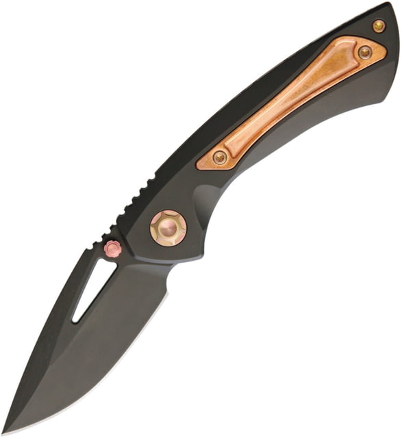 EOS Dorado S Framelock Copper Folding Knife 3" black oxide coated CPM S90V stainless blade Black DLC coated titanium handle with copper inlay DORADO - Eos
