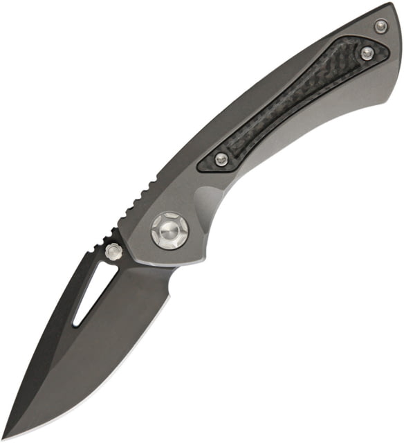 EOS Dorado S Framelock Folding Knife 3" black oxide coated CPM S90V stainless blade Gray titanium handle with carbon fiber inlay DORADO S 801 SASHA - Eos