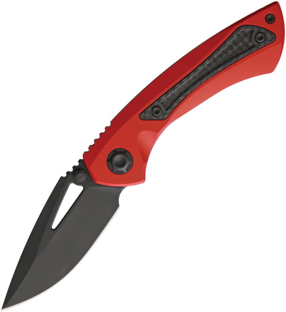 EOS Dorado S Framelock Red Folding Knife 3" black oxide coated CPM S90V stainless blade Red titanium handle with carbon fiber inlay DORADO S 815 BLACK - Eos