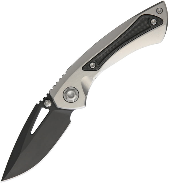 EOS Dorado S Framelock Satin Folding Knife 3" black oxide coated CPM S90V stainless blade Satin finish titanium handle with carbon fiber inl DORADO - Eos