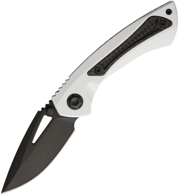 EOS Dorado S Framelock White Folding Knife 3" black oxide coated CPM S90V stainless blade White titanium handle with carbon fiber inlay DORADO S 814 - Eos