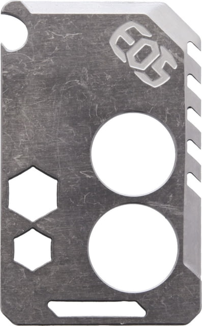 EOS Knife Card Raw Finish 3.5in X 2.13in Titanium Construction Tools Include Bottle Opener L Lanyard Loop Raw Finish Two Semi-Sharp Edges Plain And - Eos