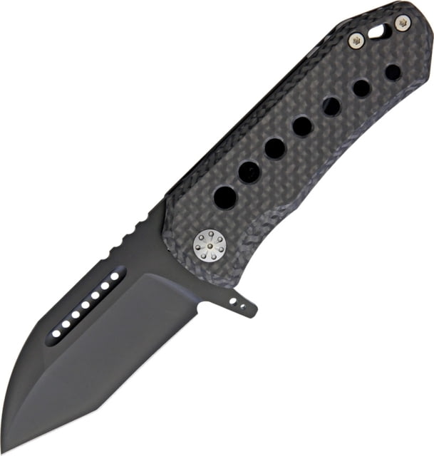 EOS Orca S Framelock Carbon DLC Folding Knife 3in Black Dlc Coated Cpm S35Vn SS Modified Tanto Blade Titanium Handle Pocket Clip Carbon Fiber Finish - Eos