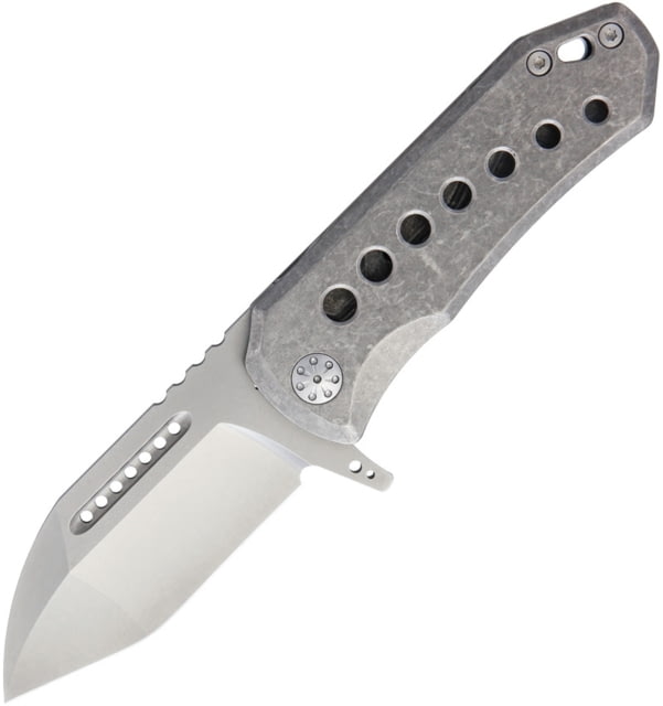 EOS Orca S Framelock SW Folding Knife 3in Stonewash Cpm S35Vn SS Modified Tanto Blade Stonewash Titanium Handle ORCA-S - Eos