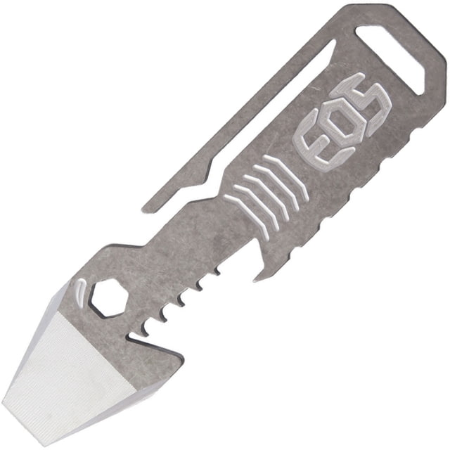 EOS Shark Multi Tool Raw 4in Overall Titanium Construction Bottle Opener L Hex/Bit Driver L Lanyard Loop L Pocket Clip L Pry Bar Raw Finish SHK-RW - Eos