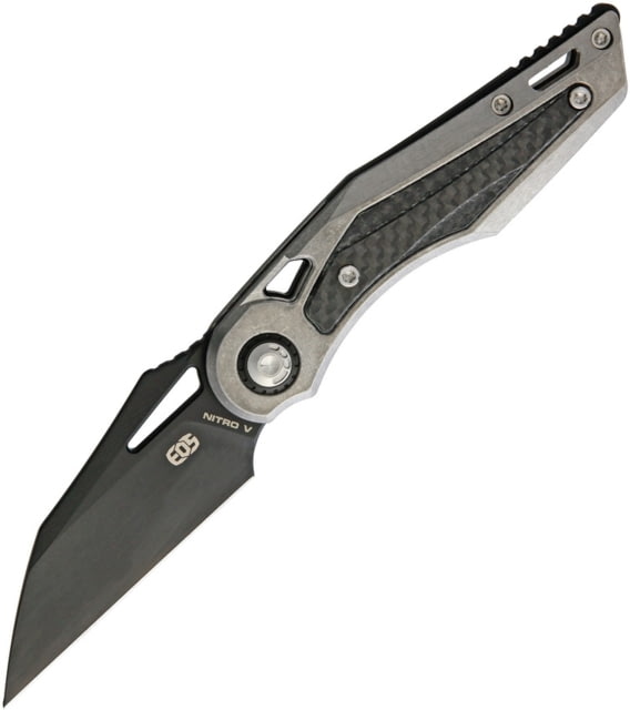 EOS Urchin Friction Folder SW Folding Knife 3in Black Dlc Coated Nitro V Steel Blade Stonewash Titanium Handle With Carbon Fiber Inlay Pocket Clip - Eos