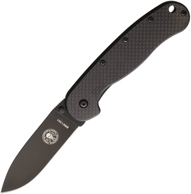 Esee Avispa Framelock CF/Black D2 Folding Knife3.5inD2 Tool SteelStandard Edge Black EDP CoatedG10 Handle  D2 BLACK - Esee