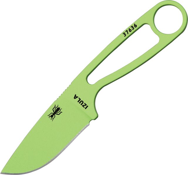 Esee Izula Venom Green Fixed Blade Knife 2.5in Drop Point Skeletonized Handle ESIZVG