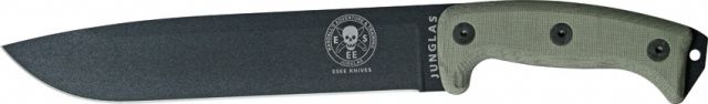 Esee Junglas Knife Fixed Blade Knife 10.375in Carbon Steel Canvas Micarta Handle w/ Sheath