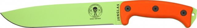 Esee Junglas Knife Fixed Blade Knife 10.375in Venom Green Powder Coated Carbon Steel Orange G10 Handle ES - Esee