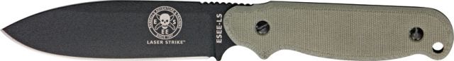 Esee Laser Strike Fixed Blade Knife 4.875in Black Textured Powder Coated Carbon Steel Canvas Micarta Handle ESLSP