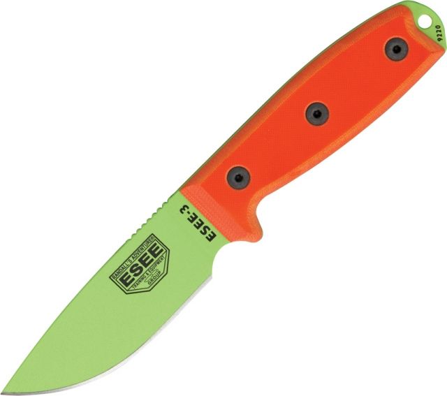 Esee Mdl 3 Fxd Blde Knife 3.75in Venom Green Steel Orange G10 Hdl - Esee