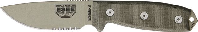 Esee Mdl 3 Part Srtd Fxd Blde Knife 3.75in Srtd Light Green Micarta Hdl RC3SDT - Esee