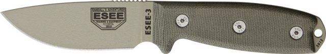 Esee Mdl 3 Stnd Edge Fxd Blde Knife 3.75in OD Green Steel OD Green Canvas Micarta Hdl - Esee