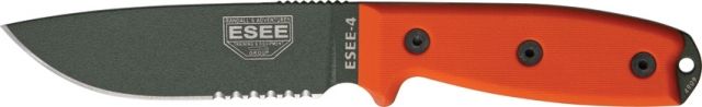 Esee Mdl 4 Fxd Knife 4.5in Srtd Orange G10 HdlMolded Kydex sheath with clip plate - Esee