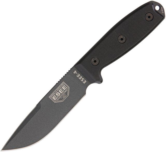 Esee Model 4 Tactical Fixed Blade Knife 9in 4.5in 1095 Carbon Steel Black Micarta Handle - Esee