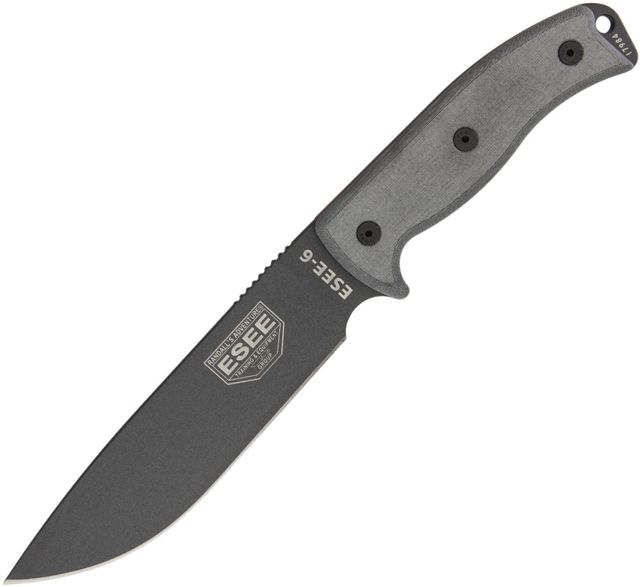 Esee Model 6 Tactical Fixed Blade Knife 5.75in 1095 Carbon Steel Linen Micarta Handle - Esee
