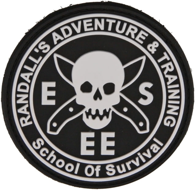 Esee Rat Patch 2.63in Overall 2.63in Diameter Black/White PVC Rubber Construction Velcro Back RAT PATCH - Esee