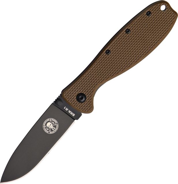Esee Zancudo Framelock Br/Blk D2 Folding Knife3inD2 Tool SteelStandard Edge Black EDP CoatedCoyote BrownGRN Handle BRKR2CB D2 BLACK - Esee