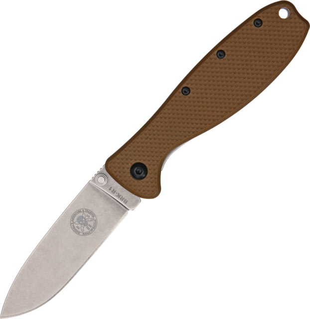 Esee Zancudo Framelock Brown D2 Folding Knife3inD2 Tool SteelStandard EdgeStonewashCoyote BrownGRN Handle BRKR2CB D2 - Esee