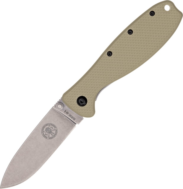 Esee Zancudo Framelock Tan D2 Folding Knife3inD2 Tool SteelStandard EdgeStonewashDesert TanGRN Handle BRKR2DT D2 - Esee