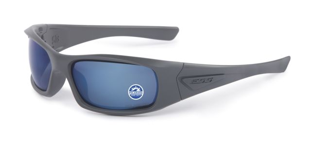 ESS 5B Tactical Sunglasses Matte Dark Gray Frame Mirrored Blue Lens Polarized Medium Fit - ESS Eye Pro