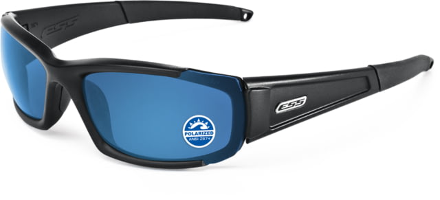 ESS CDI Ballistic Sunglasses Black Frame Polarized Blue Mirror Lens - Ess
