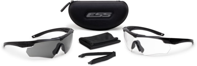 ESS Crossbow 2X Eyeshields Shooting Safety Glasses Black Frame Clear/Smoke Lenses - Ess