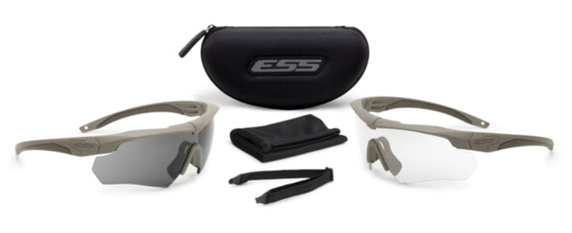 ESS Crossbow 2X Eyeshields Shooting Safety Glasses Coyote Brown Frame - Ess