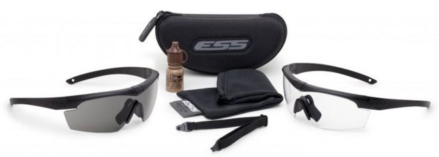 ESS Crosshair 2X Kit Ballistic Eyeshields Clear and Smoke Gray Lenses Black Frame - Ess