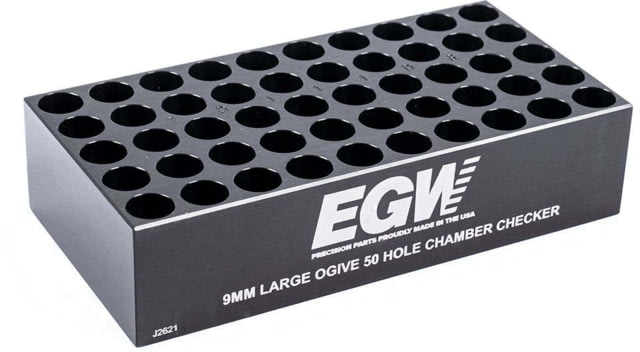 Evolution Gun Works Case Gauge Ammo Checker 9 mm 50-hole Large Ogive Black - Evolution Gun Works