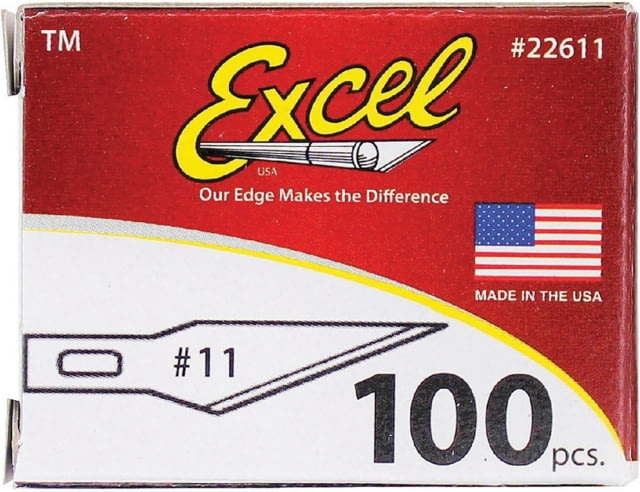 Excel Blades No 11 Double Honed Blade 100pk Fixed Blade Knife Pack Of 100 #11 Double Honed Carbon Steel Blade Fits All Standard Light To Medium Duty - Excel Blades
