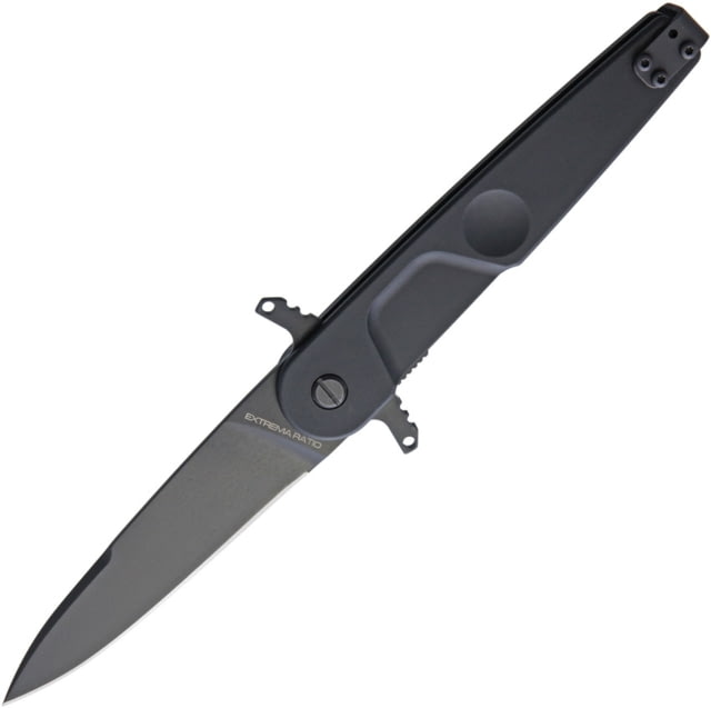 Extrema Ratio BD2 Linerlock Lucky Folding Knife 3.75in Bohler N690 SS Blade Black Anodized Aluminum Handle Pocket Clip Black Mil-C-13924 Burnished - Extrema Ratio