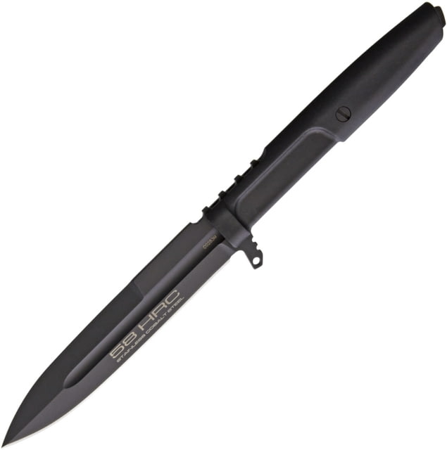 Extrema Ratio Requiem Fixed Blade Knife 9.25in Overall 4.5in Black Mil-Spec Coated False Edge N690 SS Stiletto Style Blade Black Forprene Handle Black - Extrema Ratio
