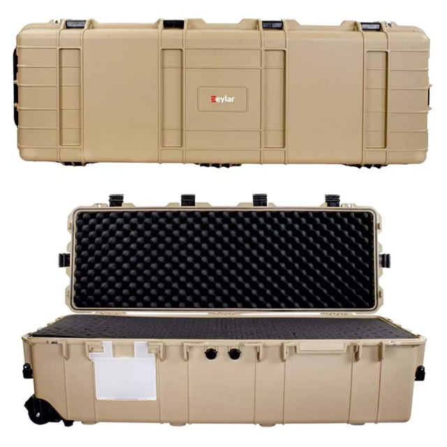Eylar Extra Large 44in Waterproof Deep Heavy Transport Stacker Roller Rifle Hard Case w/Foam Tan