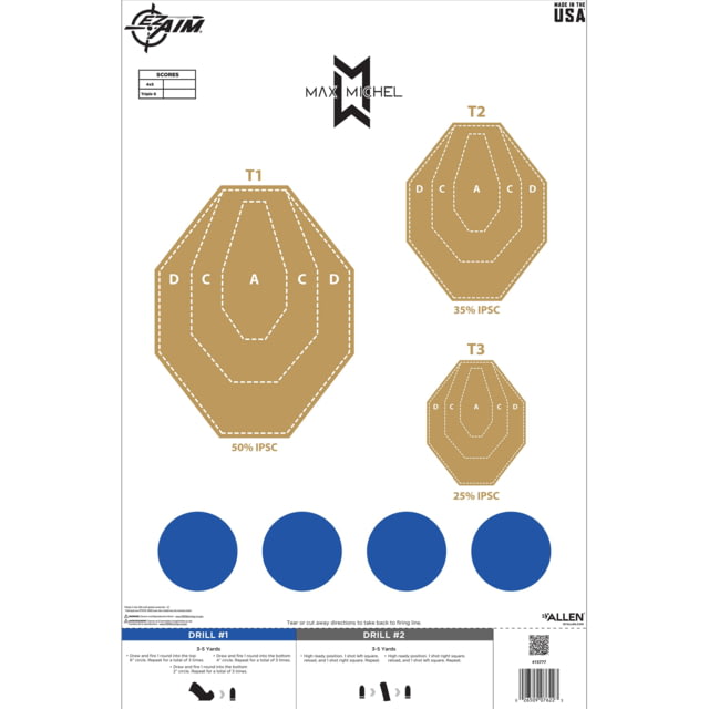 EZ-Aim Max Michel Course of Fire Training Target B-2 Paper Shooting Target 23 x 35 50-Pack - Ez-Aim