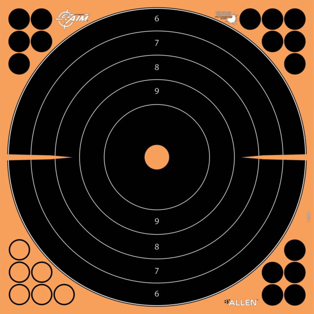 EZ-Aim Splash Reactive Adhesive Paper Shooting Targets Bullseye 12in Square 3-Targets Per Pack Black/Orange - Ez-Aim