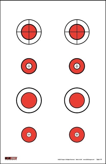 EZ2C Targets Style 19 Targets11x17inRed and Black InkPack of 25 - Ez2C Targets