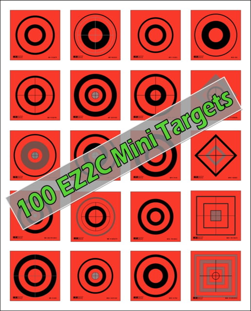 EZ2C Targets 100 Mini Targets Black Ink on Red Self-Adhesive Label Stock3.5x3.5in Pack of 100 - Ez2C Targets