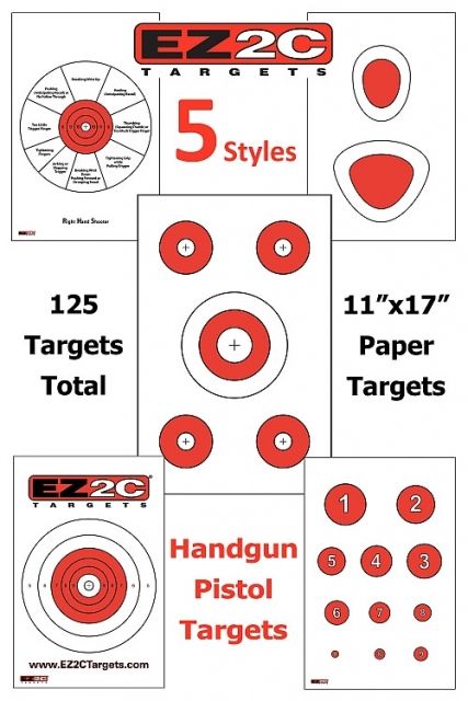 EZ2C Targets 125 5 Handgun Style TargetsRed and Black Ink11x17 - Ez2C Targets