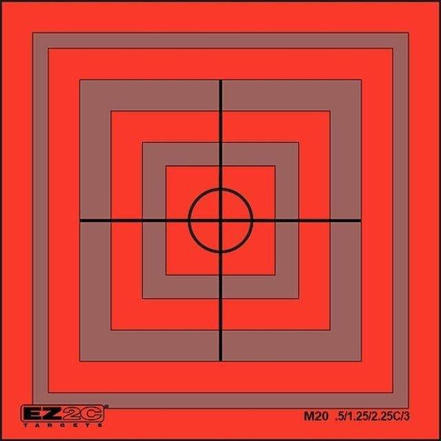 EZ2C Targets Style 20 Mini Targets Black Ink on Red3.5x3.5inPack of 25 - Ez2C Targets