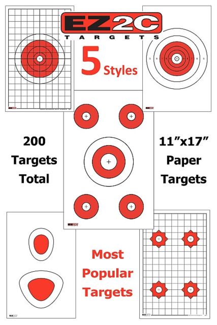EZ2C Targets 200 5 Style TargetsRed and Black Ink11x17in - Ez2C Targets
