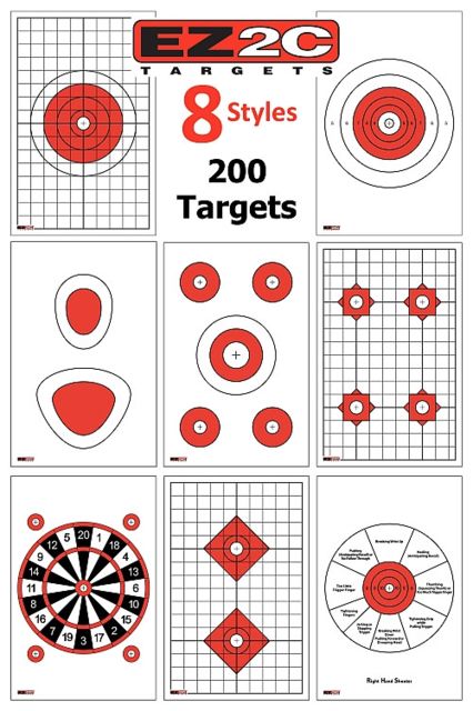 EZ2C Targets 200 8 Style TargetsRed and Black Ink11x17in - Ez2C Targets