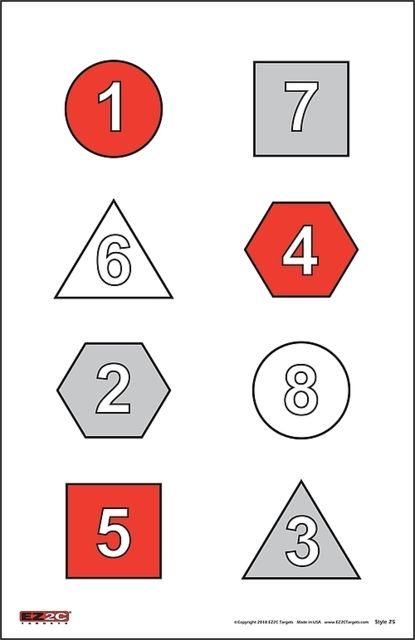 EZ2C Targets Style 25 Red and Black Ink on High Quality White Paper 25 Pack - Ez2C Targets