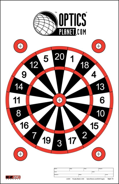 OpticsPlanet Exclusive EZ2C Targets Style 15 Dart Board on High Quality White Paper 25 Pack - Ez2C Targets