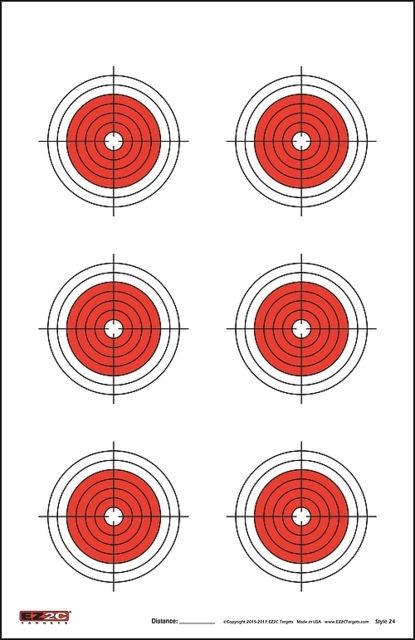 EZ2C Targets Style 24 Red and Black Ink on High Quality White Paper 25 Pack - Ez2C Targets